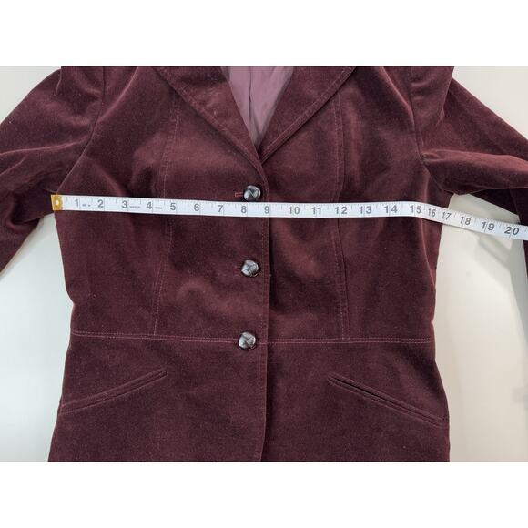 Talbots Womens Blazer Petite 6P Burgundy Velvet Peplum Classic Preppy Academia - Picture 5 of 13